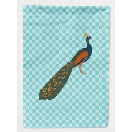 Carolines Treasures Indian Peacock Peafowl Blue Check Flag Canvas House BB8099CHF